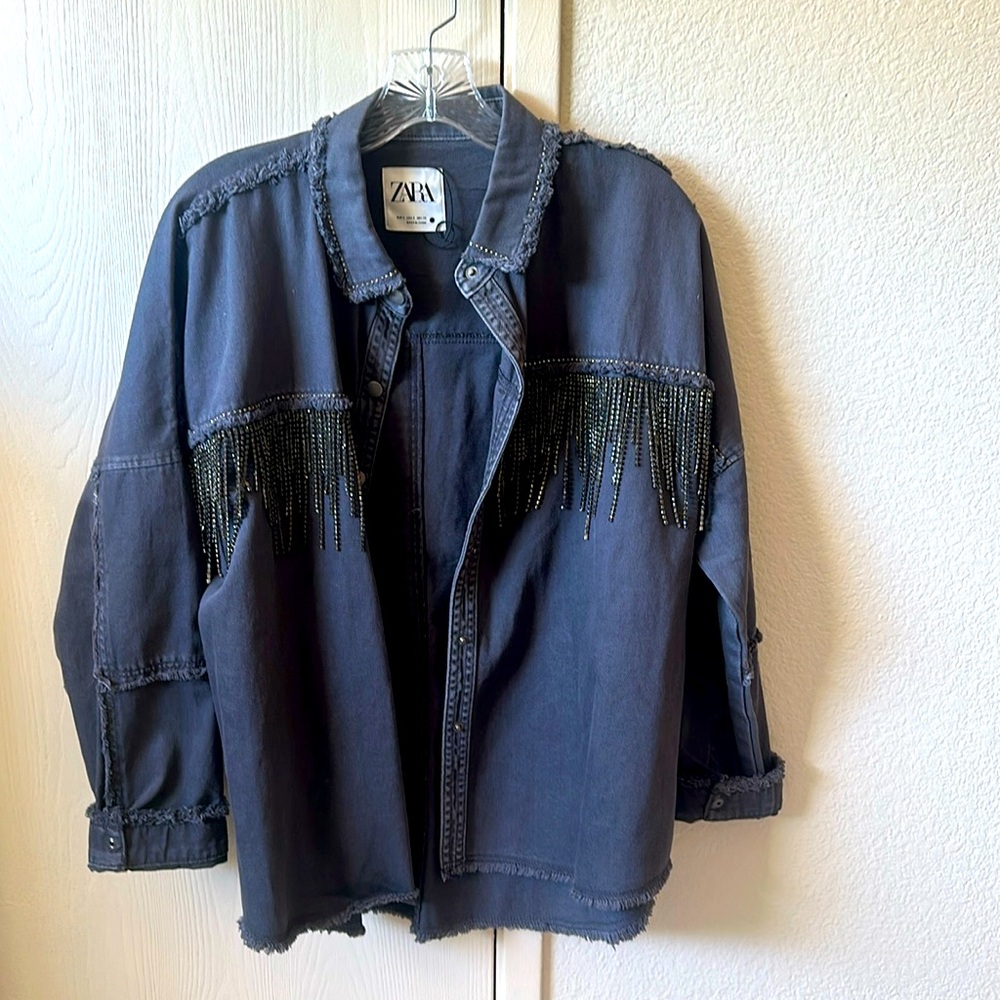 Zara Gray Jean Jacket   Size Small